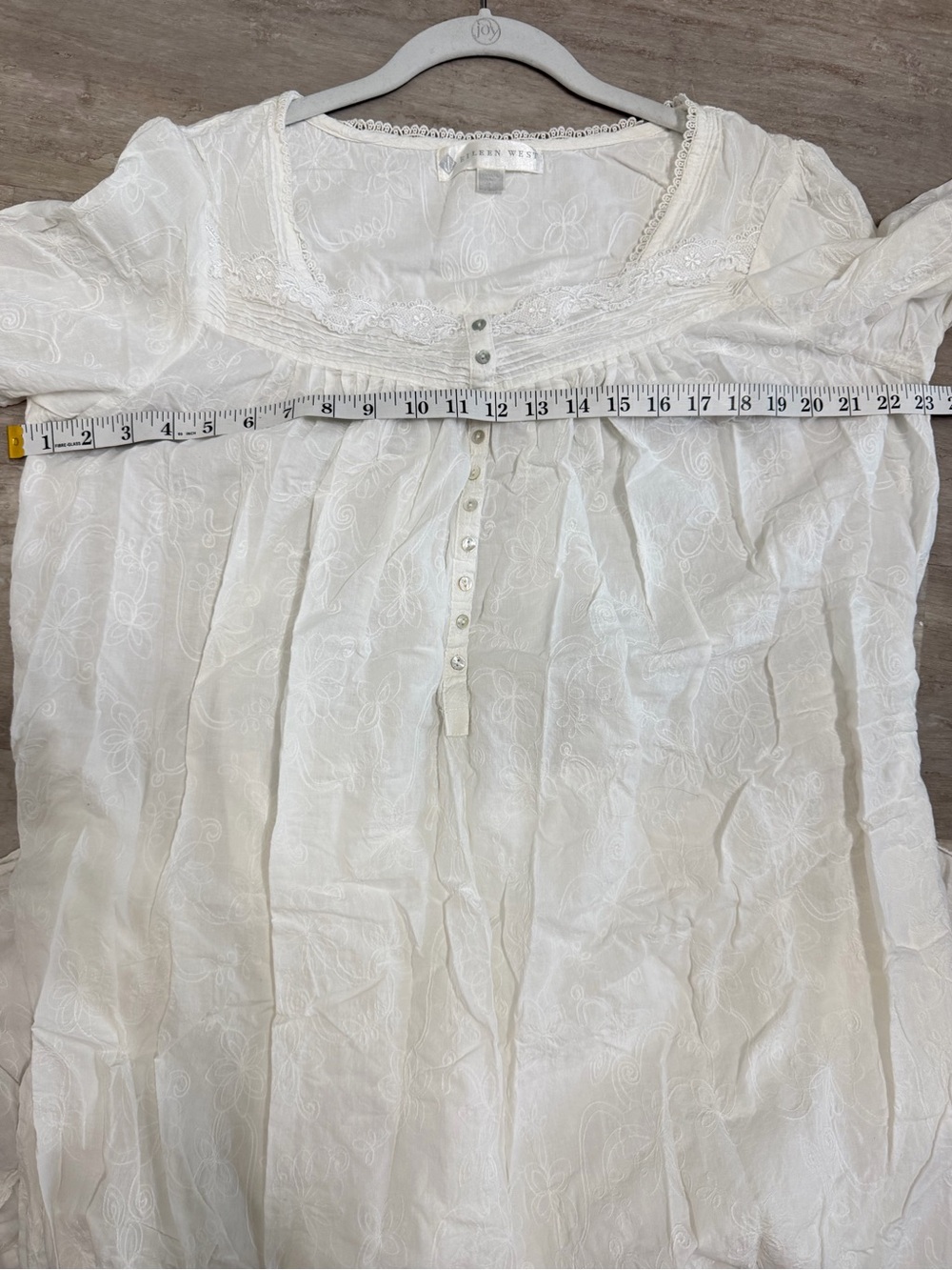 Eileen West White Cotton Long Sleeve Nightgown Size Large Nap Dress - Picture 9 of 9
